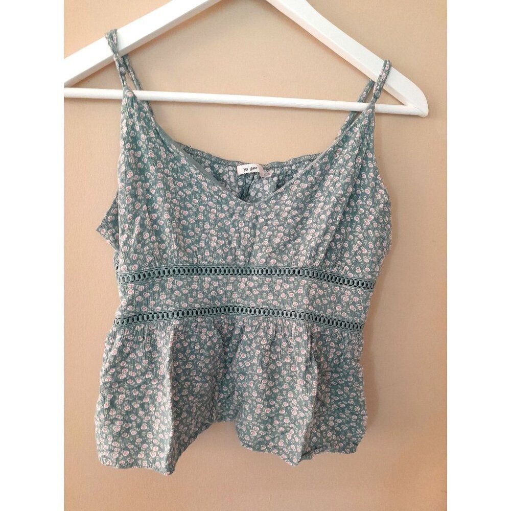 Mi Ami Floral Babydoll Top Sage Size L